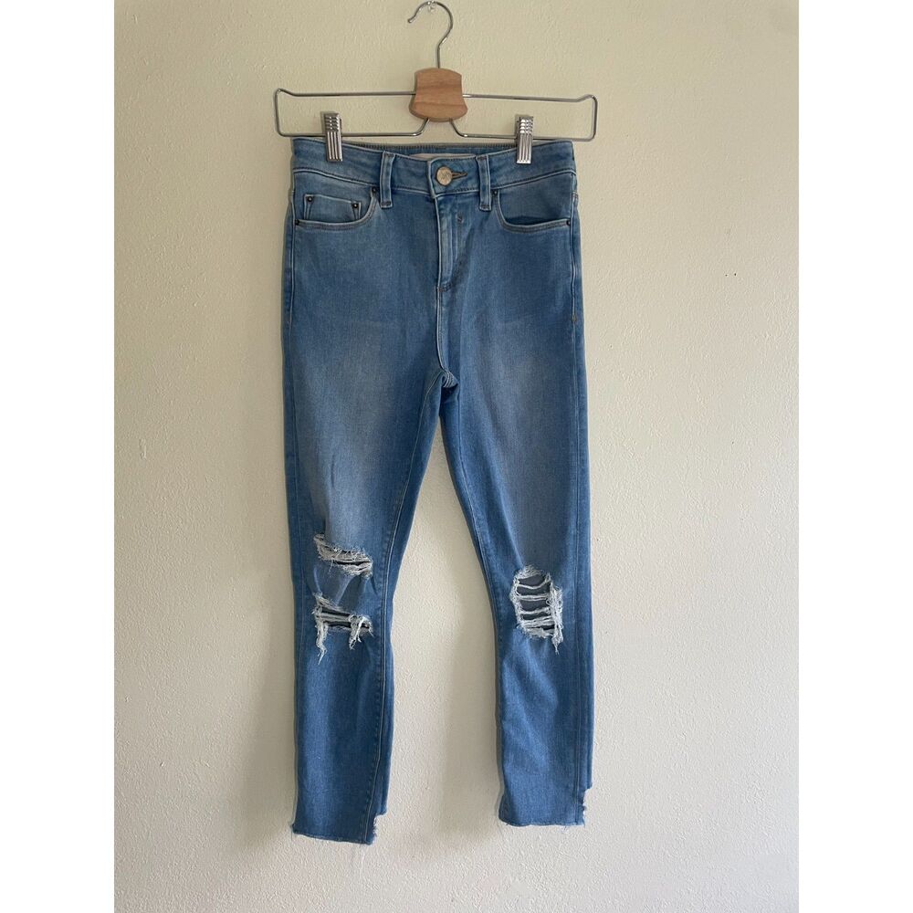 ASOS Womens Skinny Jeans Raw Hem Distressed Knees Size 26 High Waist Casual Edgy